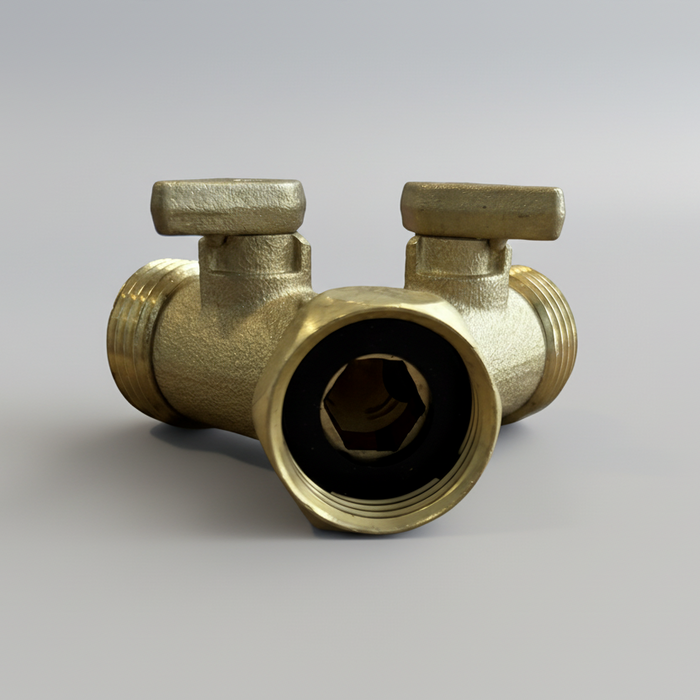 Dramm Brass Twin Shut-Off Valve