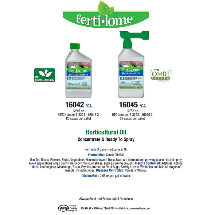 Ferti-lome Horticultural Oil RTS Natural Insecticide - OMRI Listed