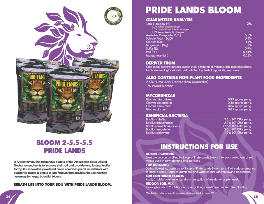 Pride Lands Bloom 2-5.5-5.5 All-Natural Fertilizer