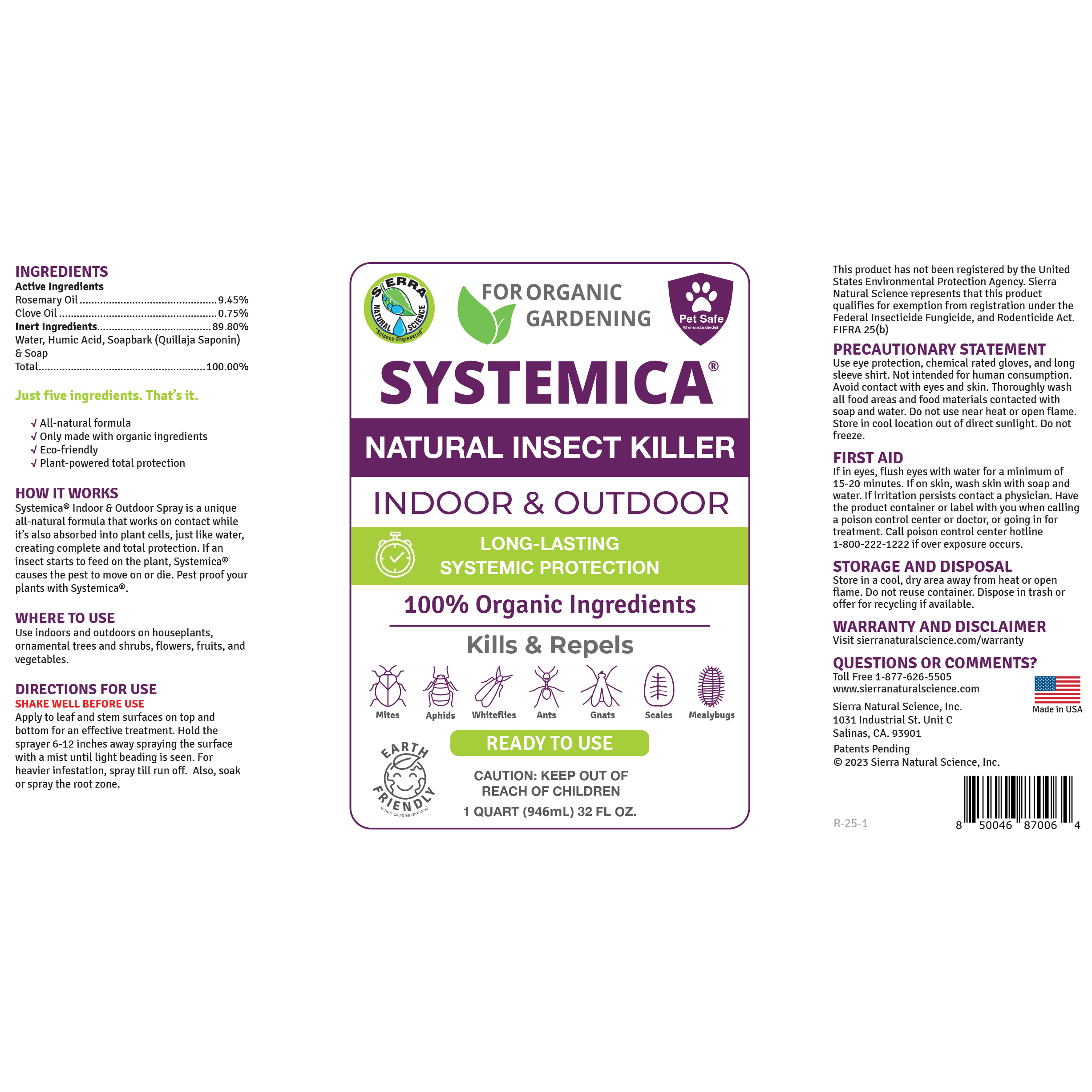 Systemica RTU Natural Insecticide with Sprayer - OMRI Listed