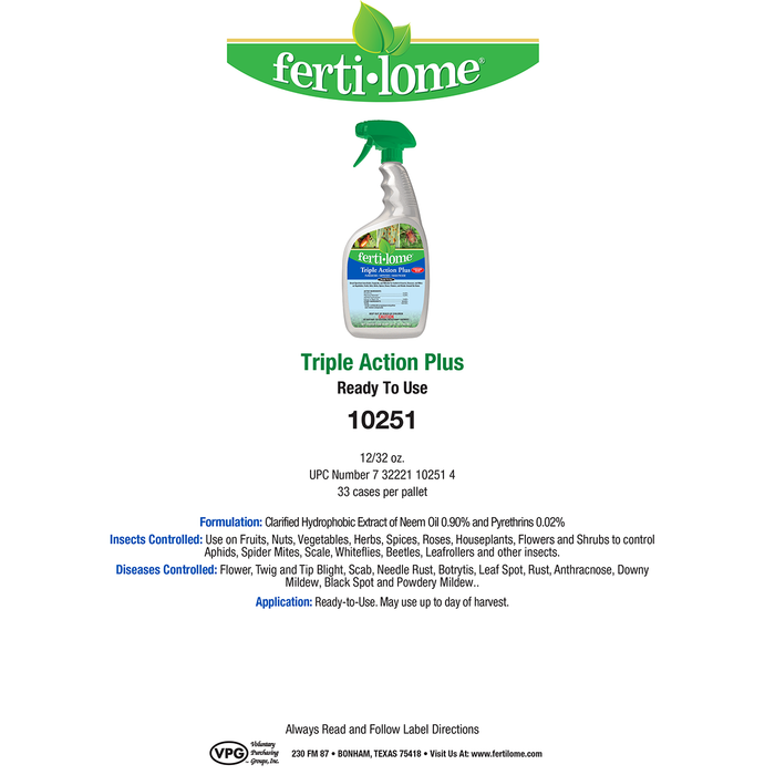 Ferti-lome Triple Action Plus RTU Multi-Purpose Spray - OMRI Listed