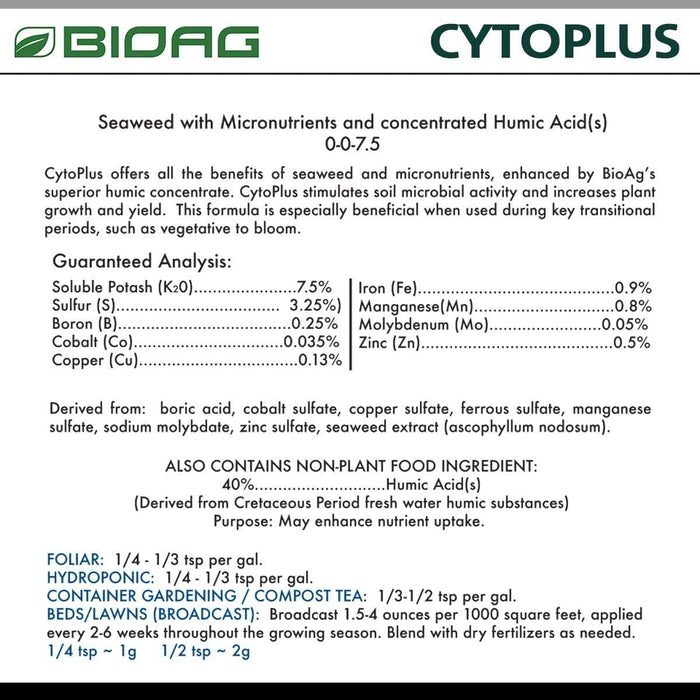 CytoPlus -  Seaweed with Humic Acid and Micronutrients Concentrate - OMRI Listed