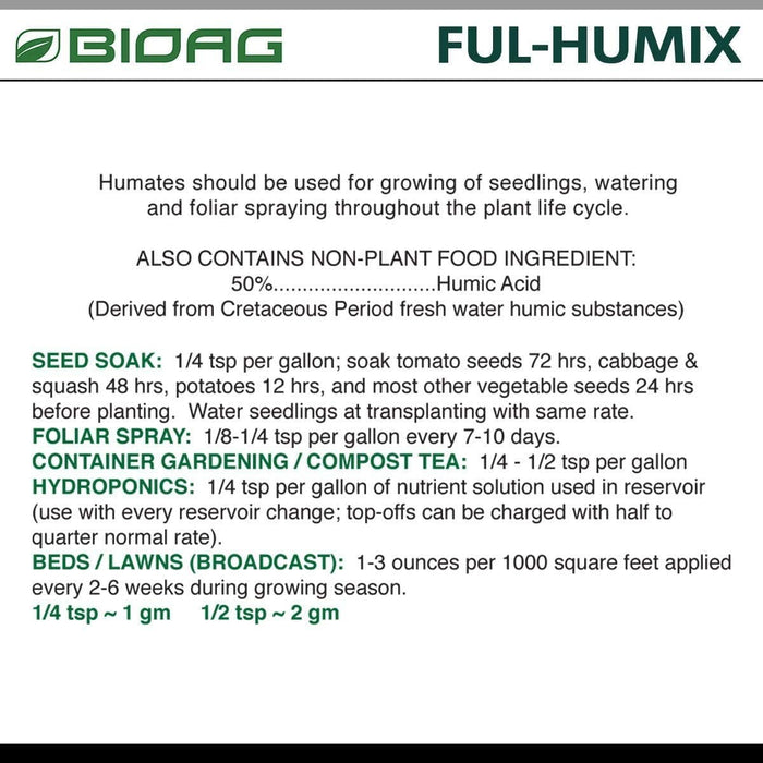 Humic Humix Ful-Humix Organic Humic Acid Soil Amendment - OMRI Listed ...