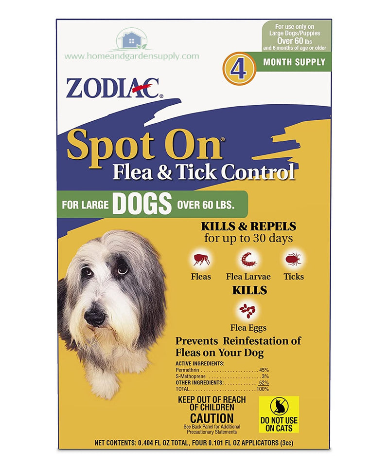 Zodiac Spot On Flea & Tick Control for Large Dogs 60+ lbs